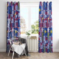 Filipino Maligayang Pasko Window Curtain Pacific Patchwork Xmas Vibes LT9 - Polynesian Pride