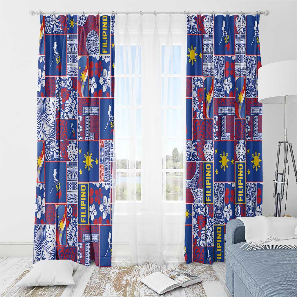 Filipino Maligayang Pasko Window Curtain Pacific Patchwork Xmas Vibes LT9 - Polynesian Pride