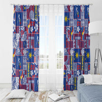 Filipino Maligayang Pasko Window Curtain Pacific Patchwork Xmas Vibes LT9 - Polynesian Pride