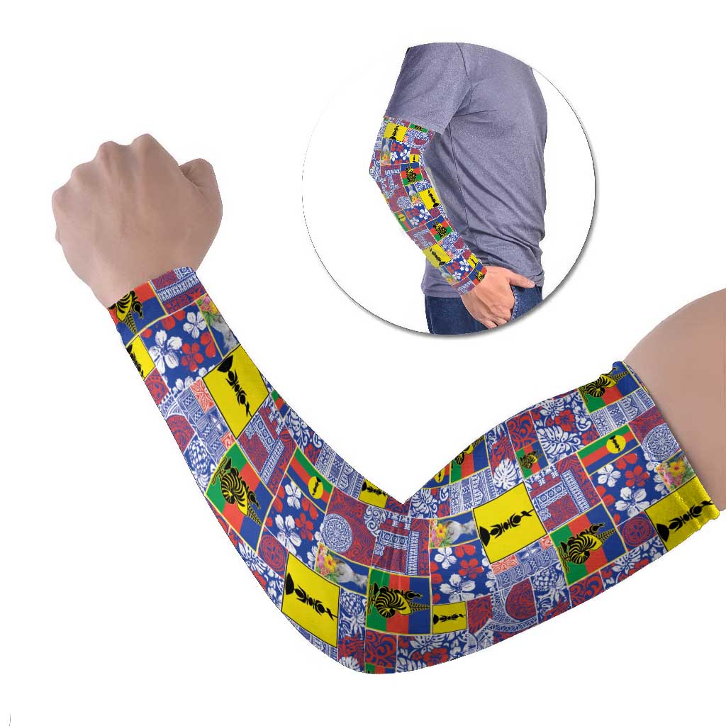 New Caledonia Joyeux Noel Arm Sleeves Pacific Patchwork Xmas Vibes LT9 Set of 2 Blue - Polynesian Pride
