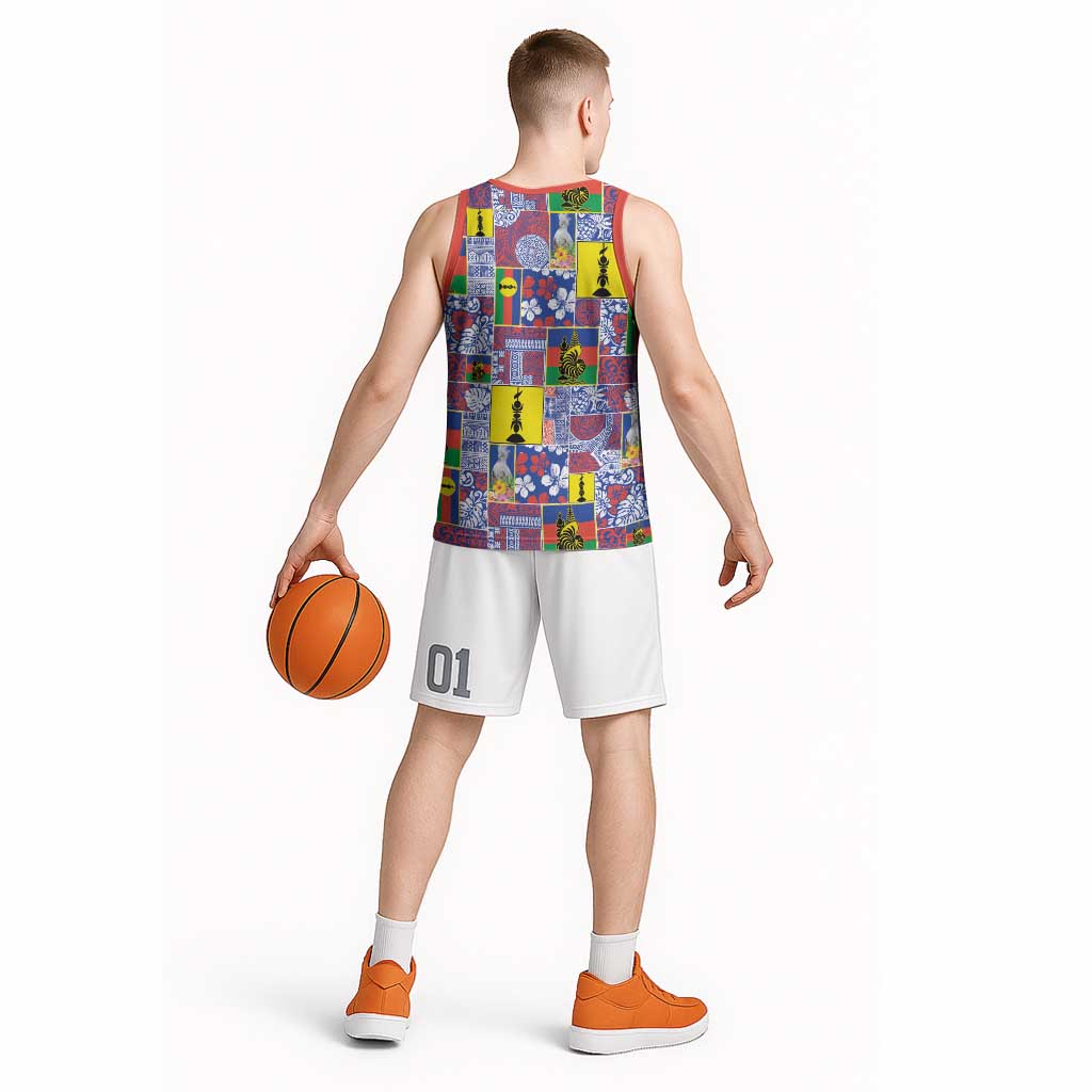 New Caledonia Joyeux Noel Basketball Jersey Pacific Patchwork Xmas Vibes LT9 - Polynesian Pride