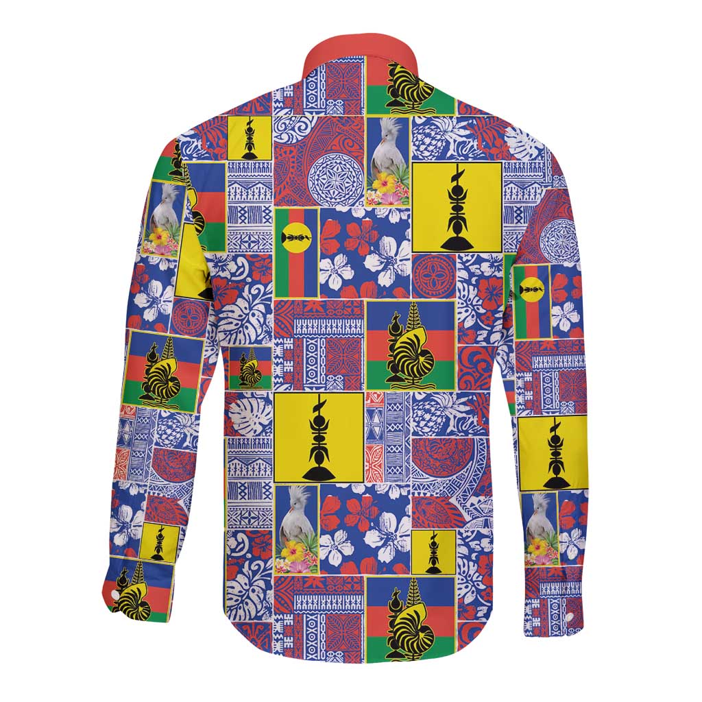 New Caledonia Joyeux Noel Long Sleeve Button Shirt Pacific Patchwork Xmas Vibes LT9 - Polynesian Pride