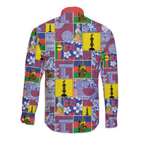 New Caledonia Joyeux Noel Long Sleeve Button Shirt Pacific Patchwork Xmas Vibes LT9 - Polynesian Pride