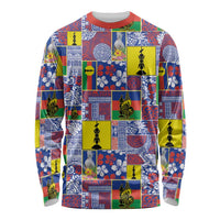New Caledonia Joyeux Noel Long Sleeve Shirt Pacific Patchwork Xmas Vibes LT9 Unisex Blue - Polynesian Pride