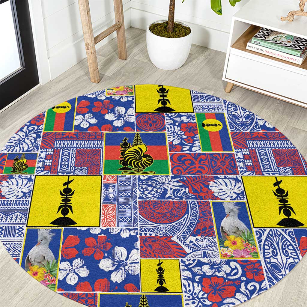 New Caledonia Joyeux Noel Round Carpet Pacific Patchwork Xmas Vibes LT9 Blue - Polynesian Pride