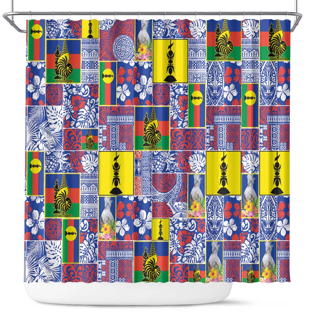 New Caledonia Joyeux Noel Shower Curtain Pacific Patchwork Xmas Vibes LT9 Blue - Polynesian Pride