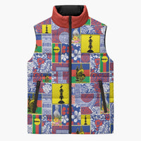 New Caledonia Joyeux Noel Sleeveless Puffer Jacket Pacific Patchwork Xmas Vibes LT9 Unisex Blue - Polynesian Pride