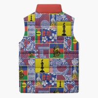 New Caledonia Joyeux Noel Sleeveless Puffer Jacket Pacific Patchwork Xmas Vibes LT9 - Polynesian Pride