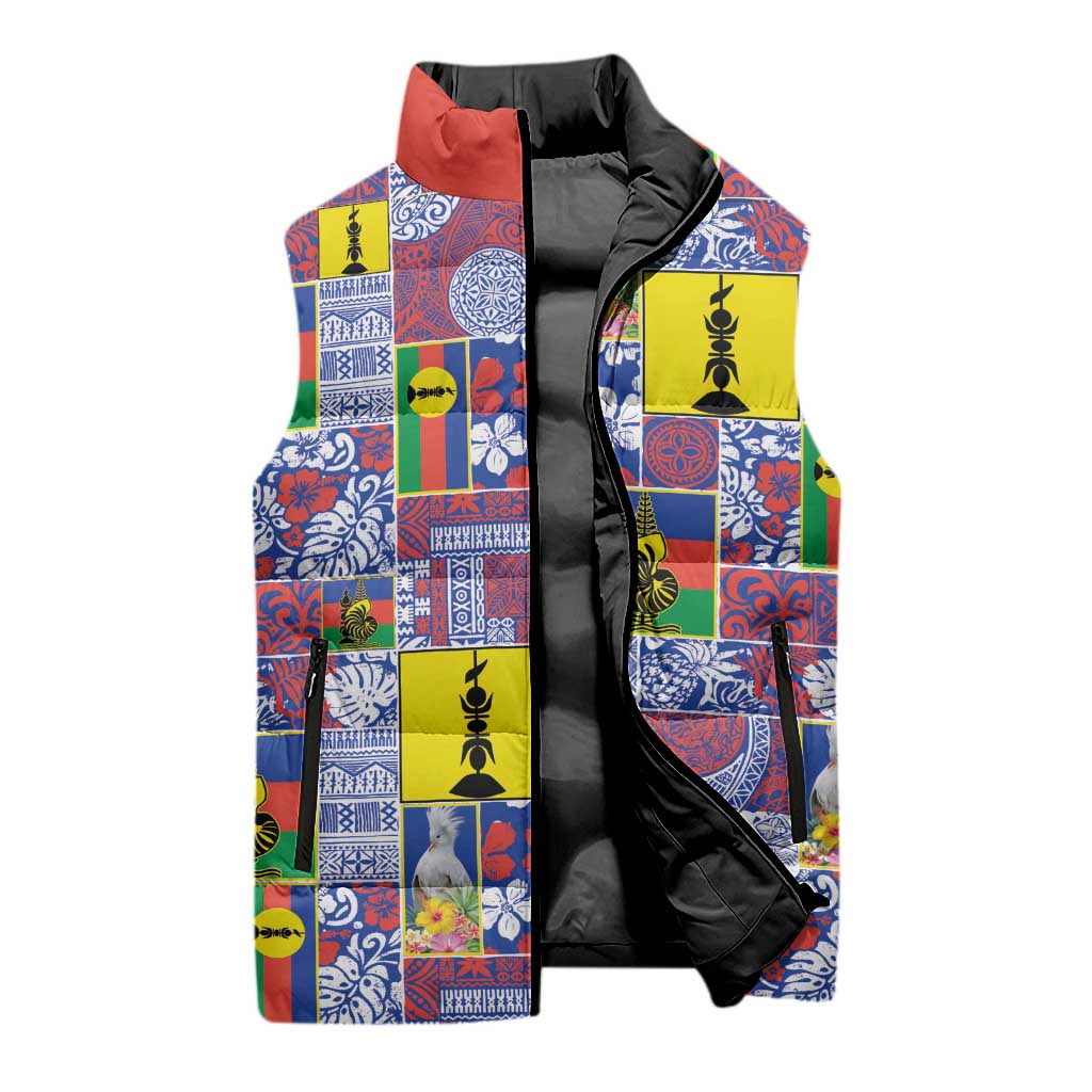 New Caledonia Joyeux Noel Sleeveless Puffer Jacket Pacific Patchwork Xmas Vibes LT9 - Polynesian Pride