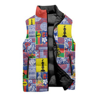 New Caledonia Joyeux Noel Sleeveless Puffer Jacket Pacific Patchwork Xmas Vibes LT9 - Polynesian Pride