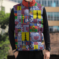 New Caledonia Joyeux Noel Sleeveless Puffer Jacket Pacific Patchwork Xmas Vibes LT9 - Polynesian Pride