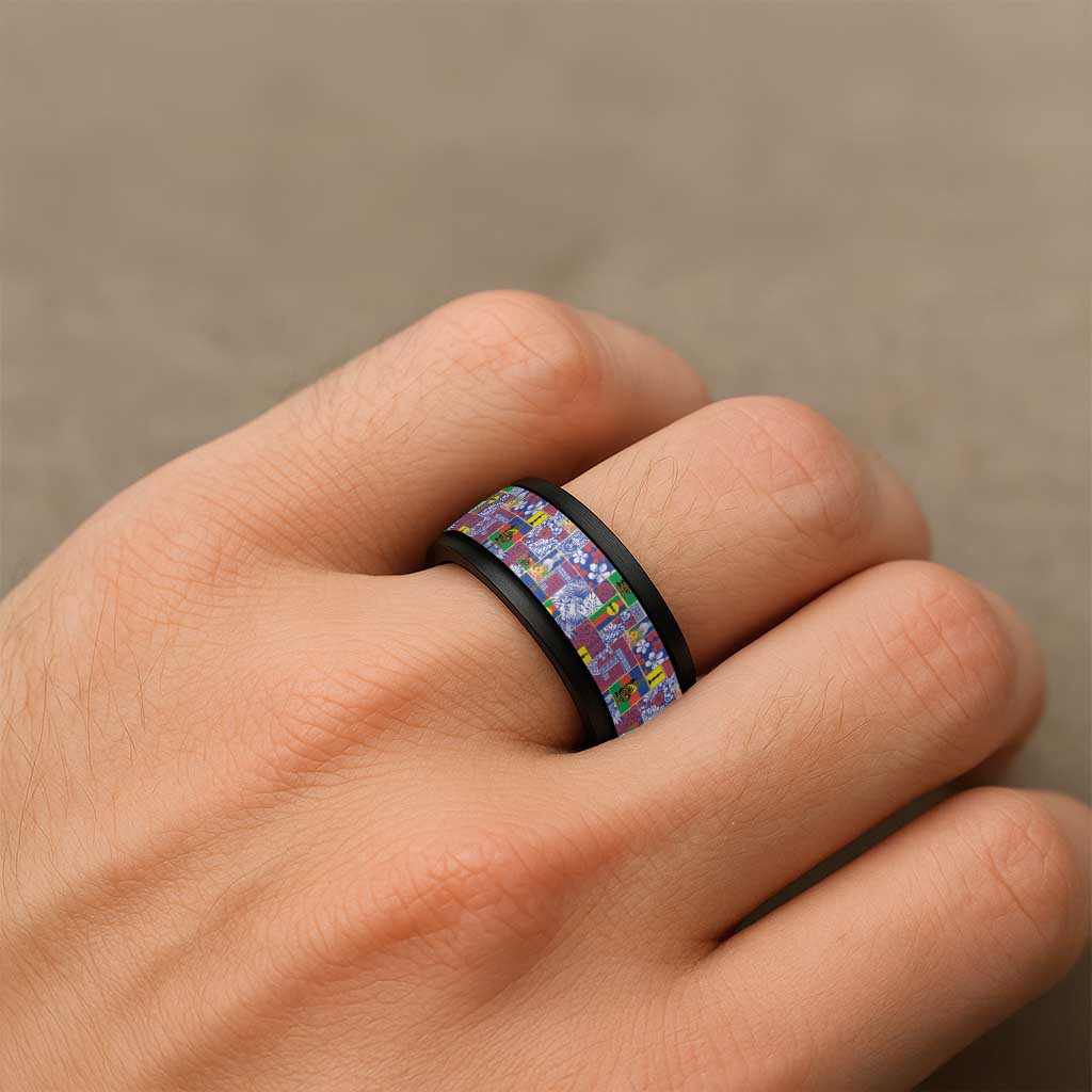 New Caledonia Joyeux Noel Spinner Ring Pacific Patchwork Xmas Vibes LT9 - Polynesian Pride