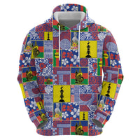 New Caledonia Joyeux Noel Zip Hoodie Pacific Patchwork Xmas Vibes LT9 - Polynesian Pride