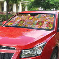 Niue Monuina e Kilisimasi Auto Sun Shade Pacific Patchwork Xmas Vibes LT9 - Polynesian Pride