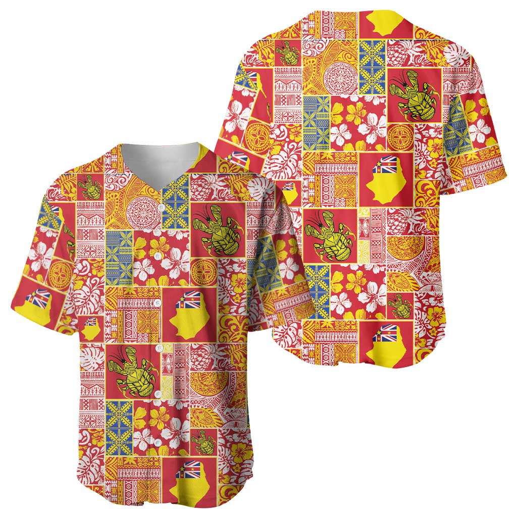 Niue Monuina e Kilisimasi Baseball Jersey Pacific Patchwork Xmas Vibes LT9 - Polynesian Pride