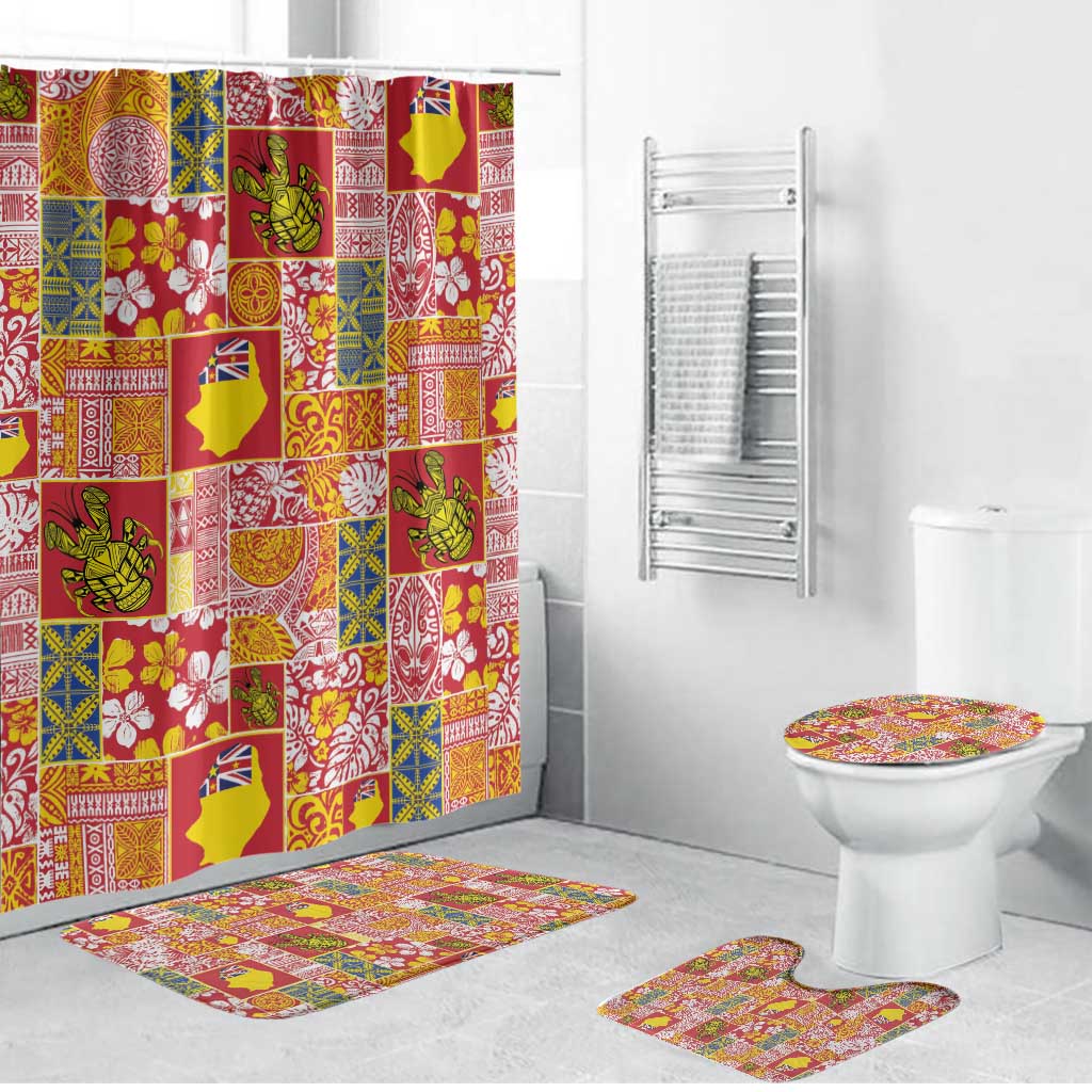 Niue Monuina e Kilisimasi Bathroom Set Pacific Patchwork Xmas Vibes LT9 Bathroom Set (4 pcs) Yellow - Polynesian Pride