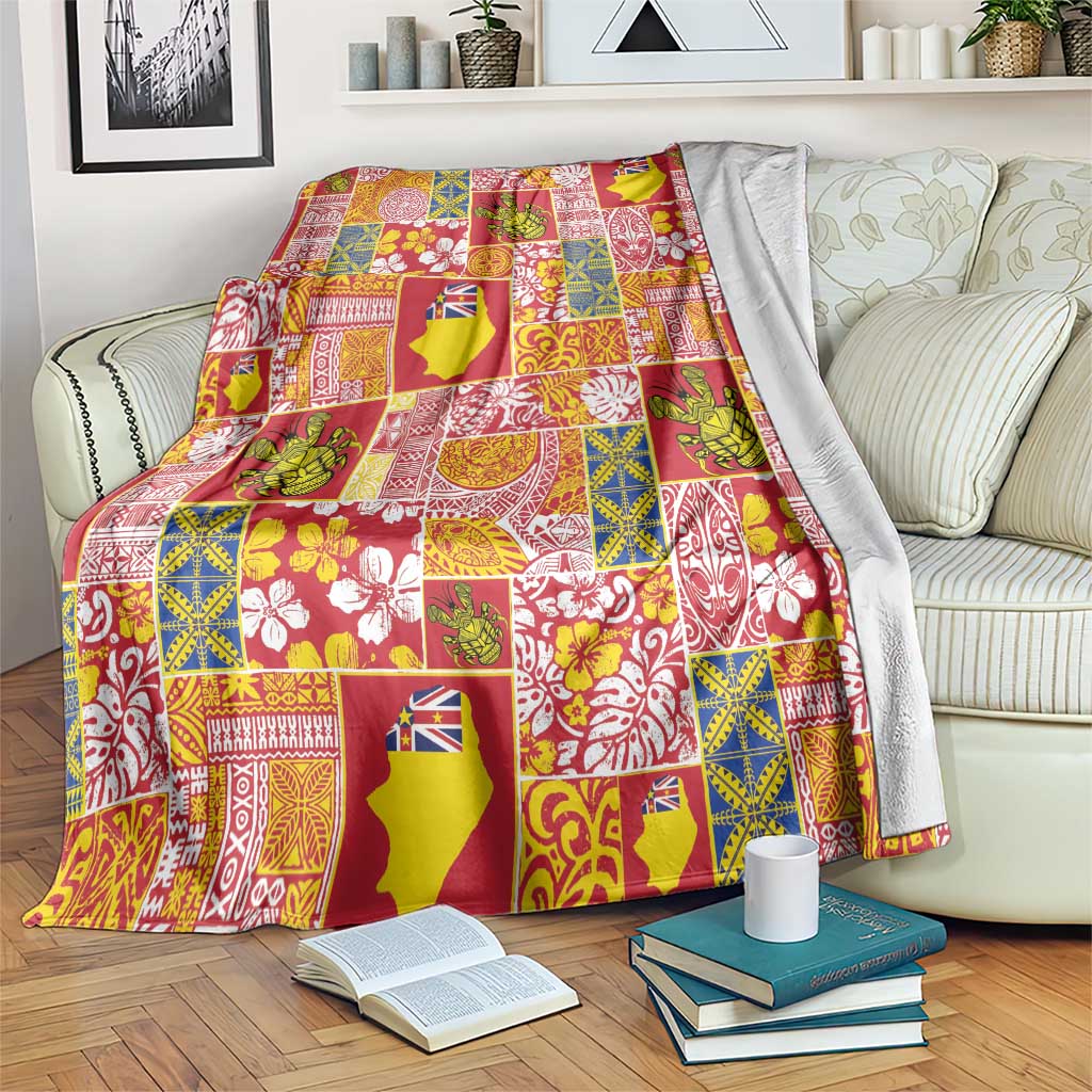 Niue Monuina e Kilisimasi Blanket Pacific Patchwork Xmas Vibes LT9 Yellow - Polynesian Pride