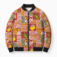 Niue Monuina e Kilisimasi Bomber Puffer Jacket Pacific Patchwork Xmas Vibes LT9 Unisex Yellow - Polynesian Pride