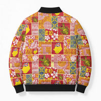 Niue Monuina e Kilisimasi Bomber Puffer Jacket Pacific Patchwork Xmas Vibes LT9 - Polynesian Pride
