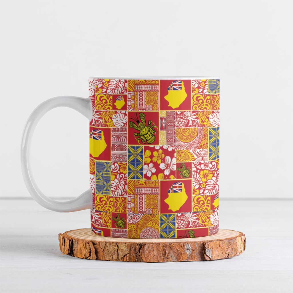 Niue Monuina e Kilisimasi Ceramic Mug Pacific Patchwork Xmas Vibes LT9 Yellow - Polynesian Pride