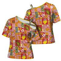Niue Monuina e Kilisimasi Cross Shoulder Shirt Pacific Patchwork Xmas Vibes LT9 - Polynesian Pride