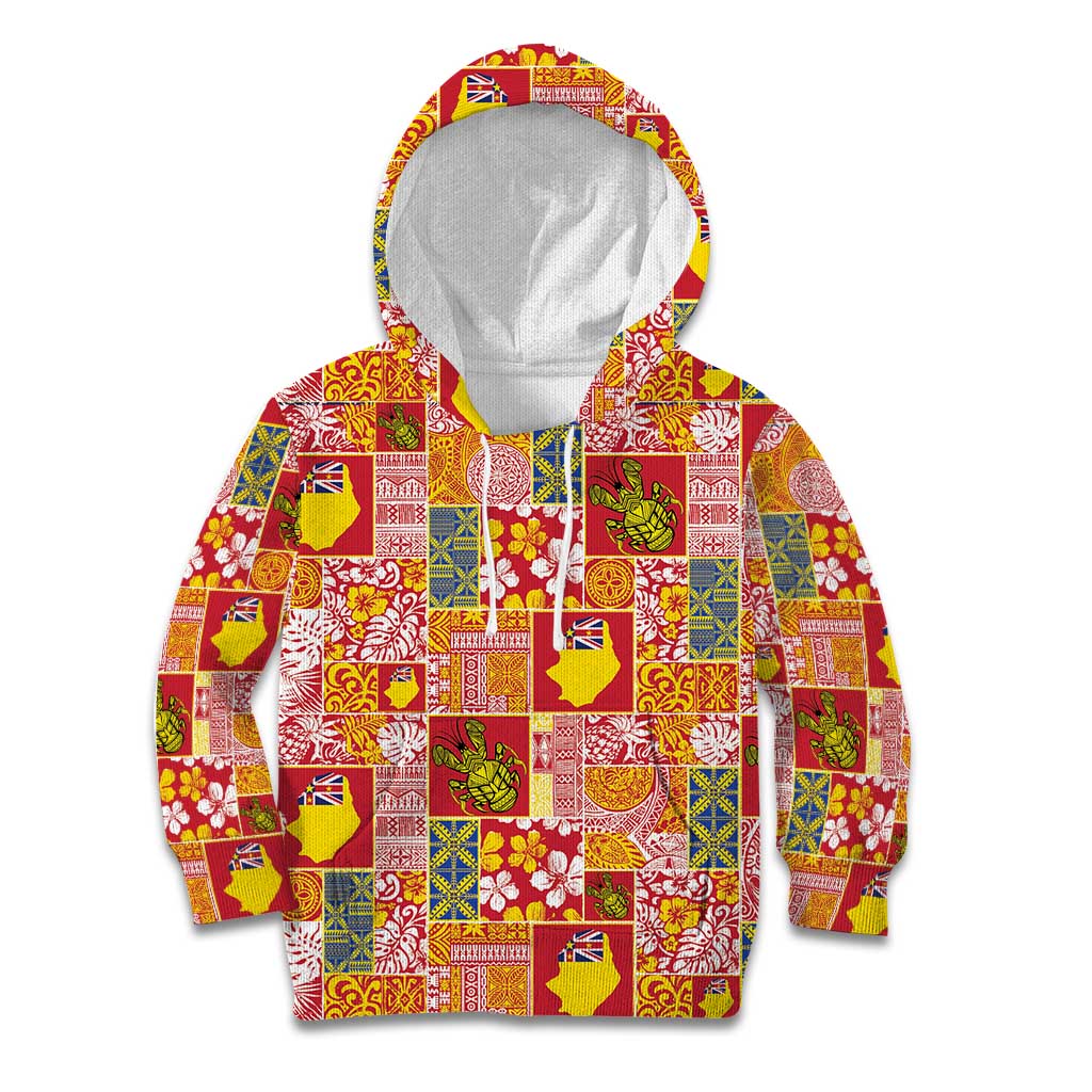 Niue Monuina e Kilisimasi Kid Hoodie Pacific Patchwork Xmas Vibes LT9 Hoodie Yellow - Polynesian Pride