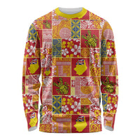 Niue Monuina e Kilisimasi Long Sleeve Shirt Pacific Patchwork Xmas Vibes LT9 Unisex Yellow - Polynesian Pride