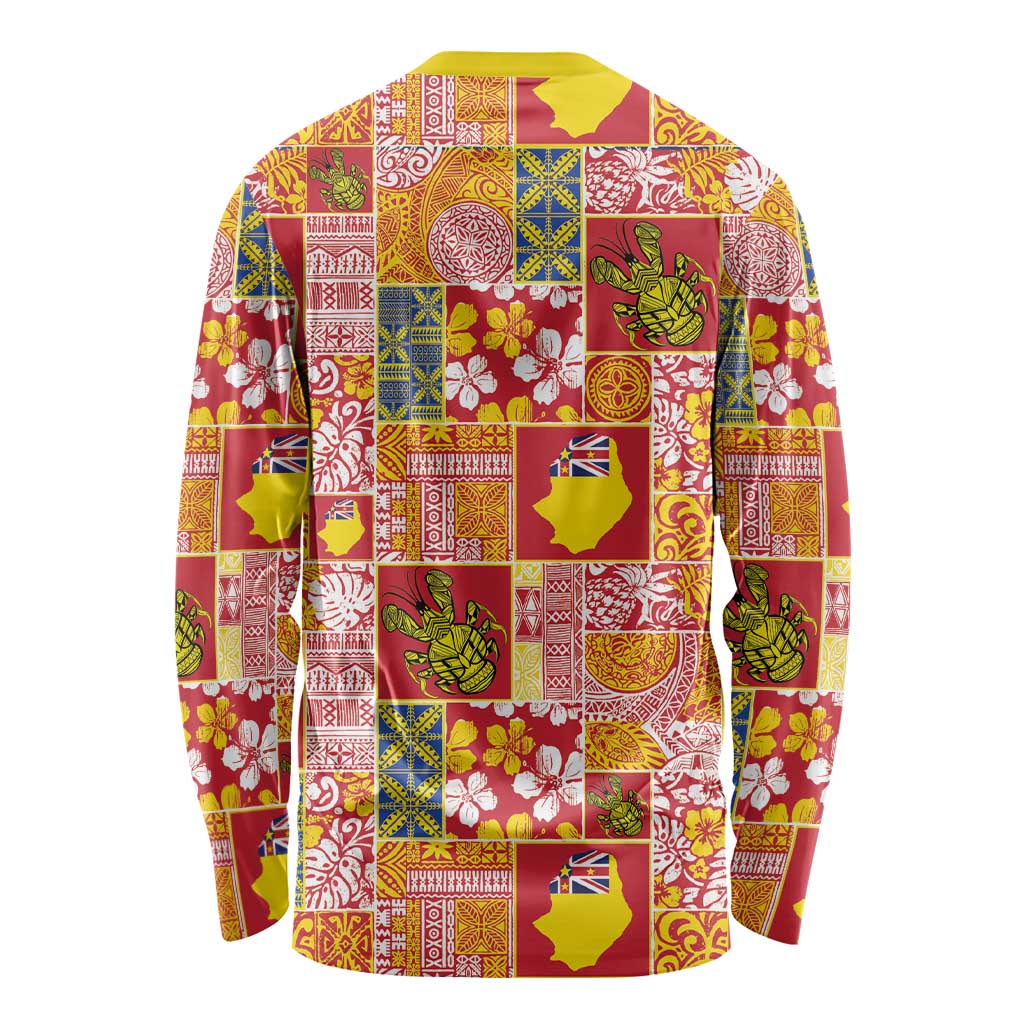 Niue Monuina e Kilisimasi Long Sleeve Shirt Pacific Patchwork Xmas Vibes LT9 - Polynesian Pride