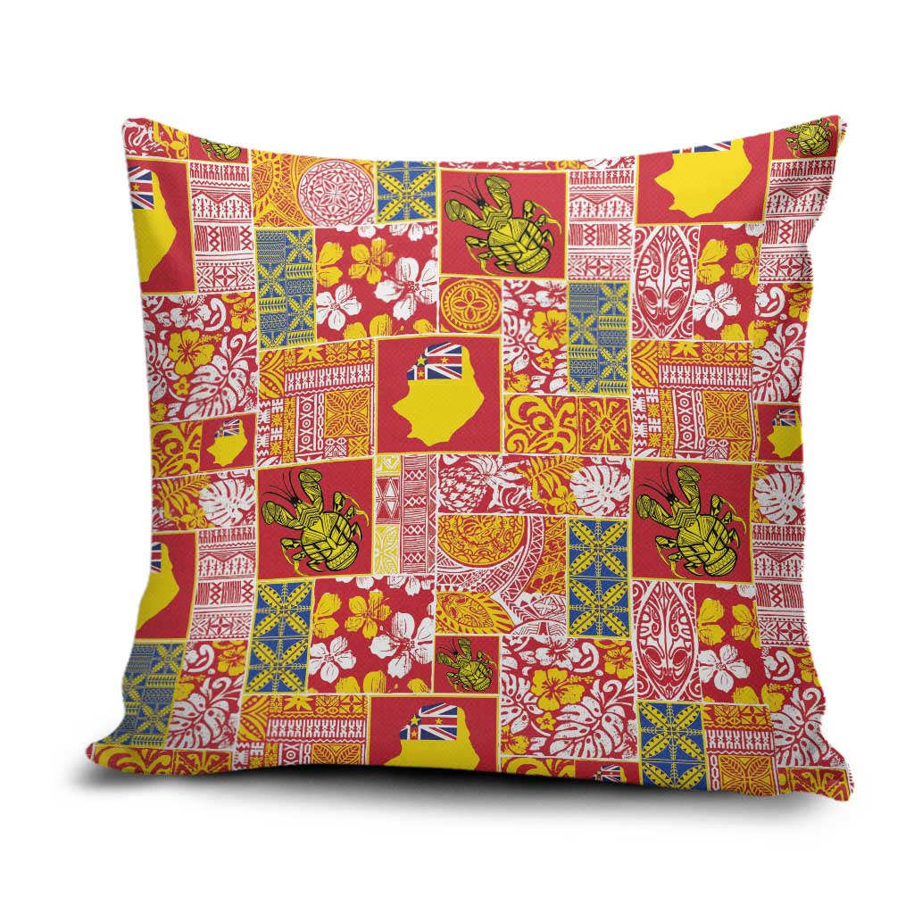 Niue Monuina e Kilisimasi Pillow Cover Pacific Patchwork Xmas Vibes LT9 Yellow - Polynesian Pride