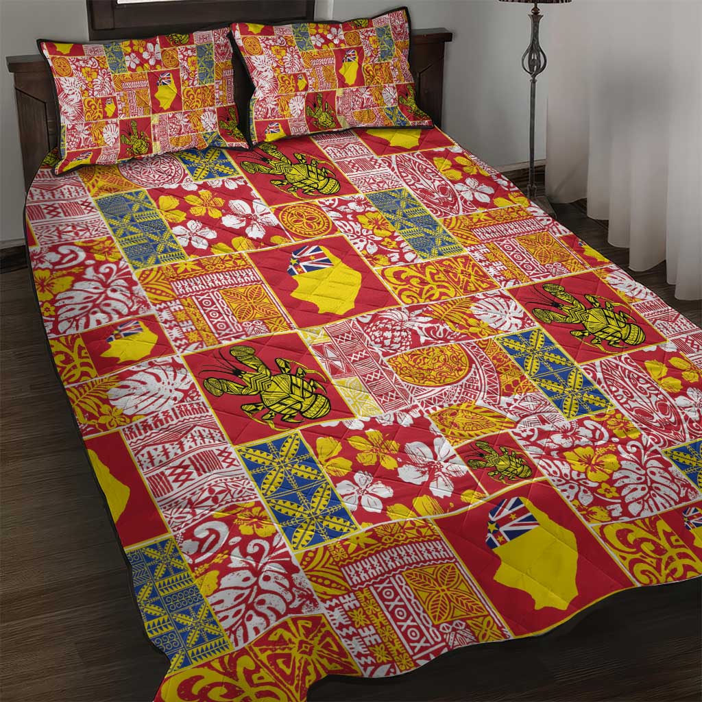 Niue Monuina e Kilisimasi Quilt Bed Set Pacific Patchwork Xmas Vibes LT9 Yellow - Polynesian Pride