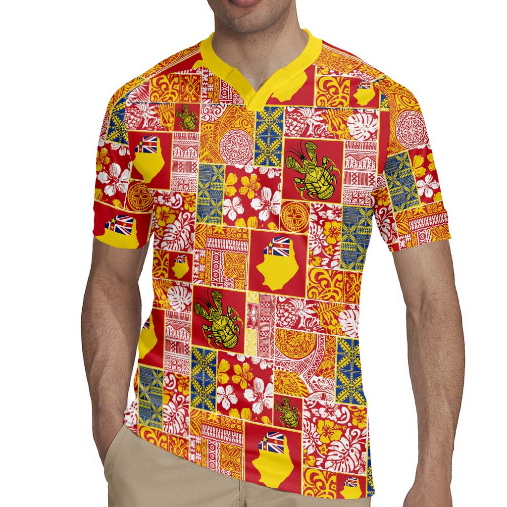 Niue Monuina e Kilisimasi Rugby Jersey Pacific Patchwork Xmas Vibes LT9 - Polynesian Pride