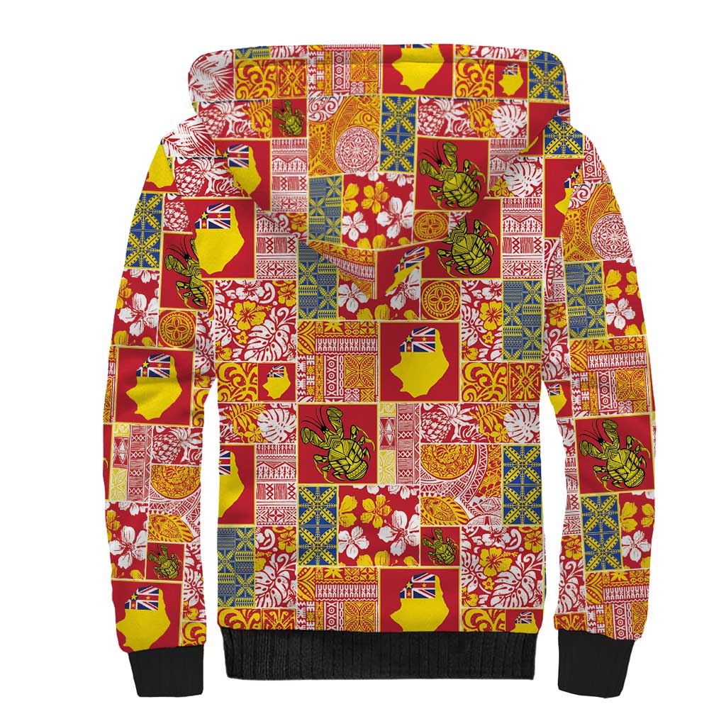 Niue Monuina e Kilisimasi Sherpa Hoodie Pacific Patchwork Xmas Vibes LT9 - Polynesian Pride