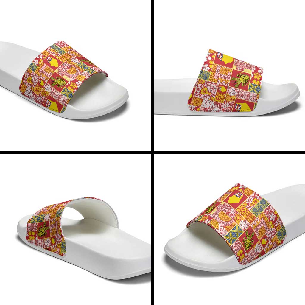 Niue Monuina e Kilisimasi Slide Sandals Pacific Patchwork Xmas Vibes LT9 - Polynesian Pride