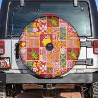 Niue Monuina e Kilisimasi Spare Tire Cover Pacific Patchwork Xmas Vibes LT9 Yellow - Polynesian Pride