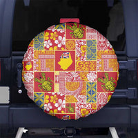 Niue Monuina e Kilisimasi Spare Tire Cover Pacific Patchwork Xmas Vibes LT9 No hole Yellow - Polynesian Pride