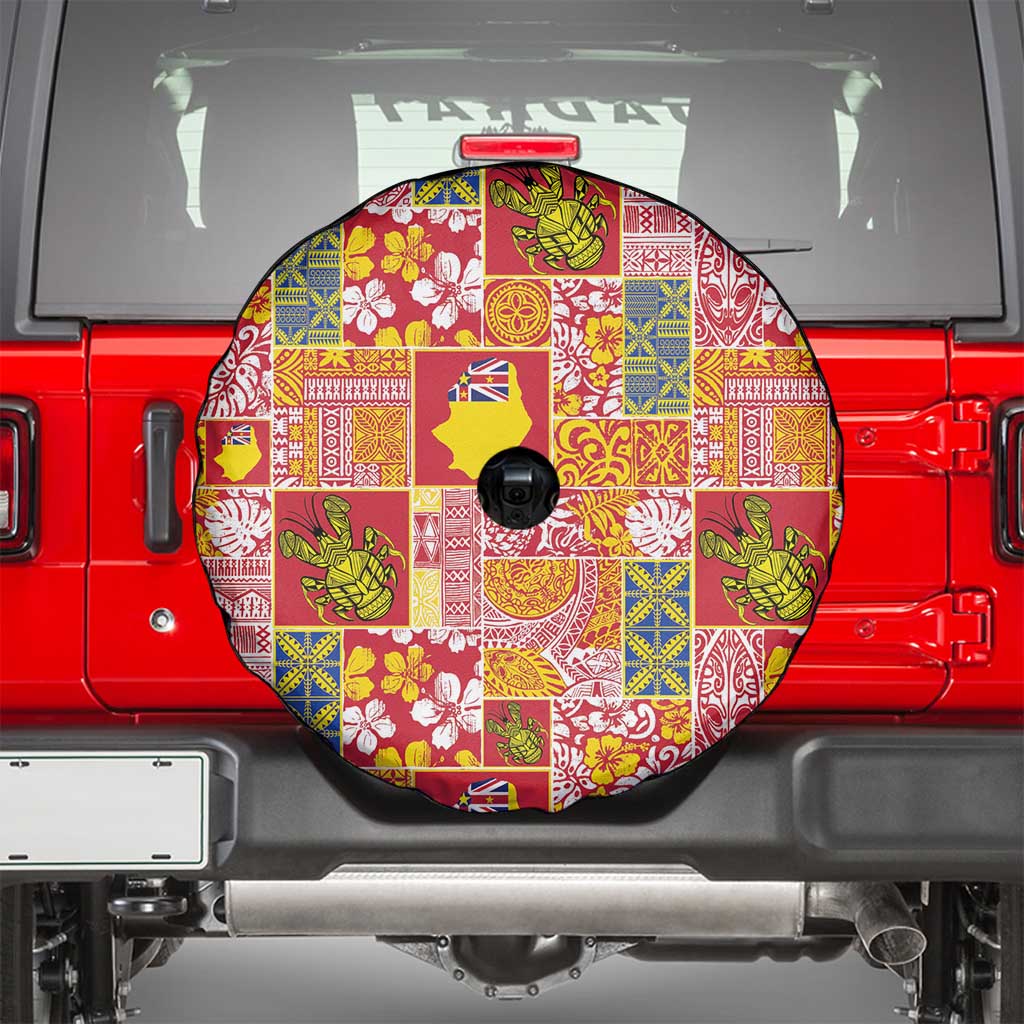 Niue Monuina e Kilisimasi Spare Tire Cover Pacific Patchwork Xmas Vibes LT9 - Polynesian Pride