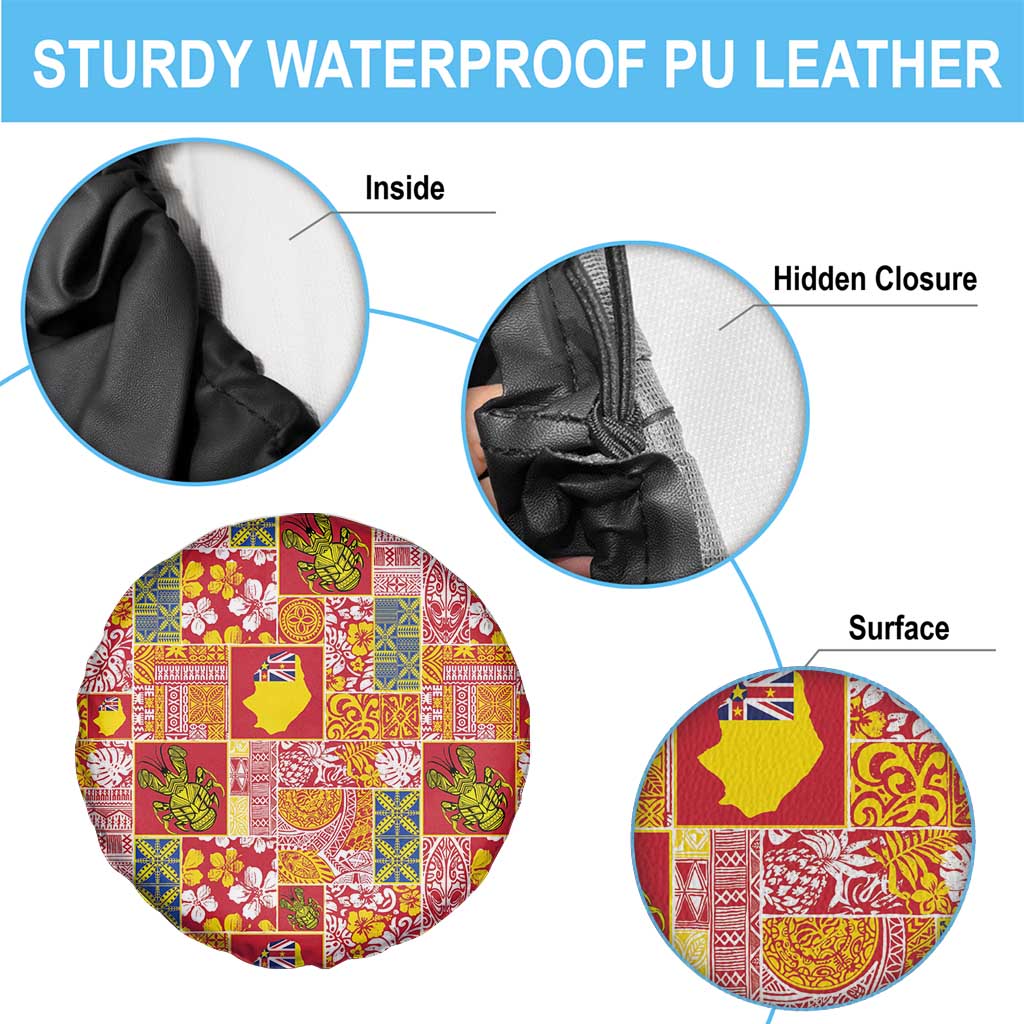 Niue Monuina e Kilisimasi Spare Tire Cover Pacific Patchwork Xmas Vibes LT9 - Polynesian Pride