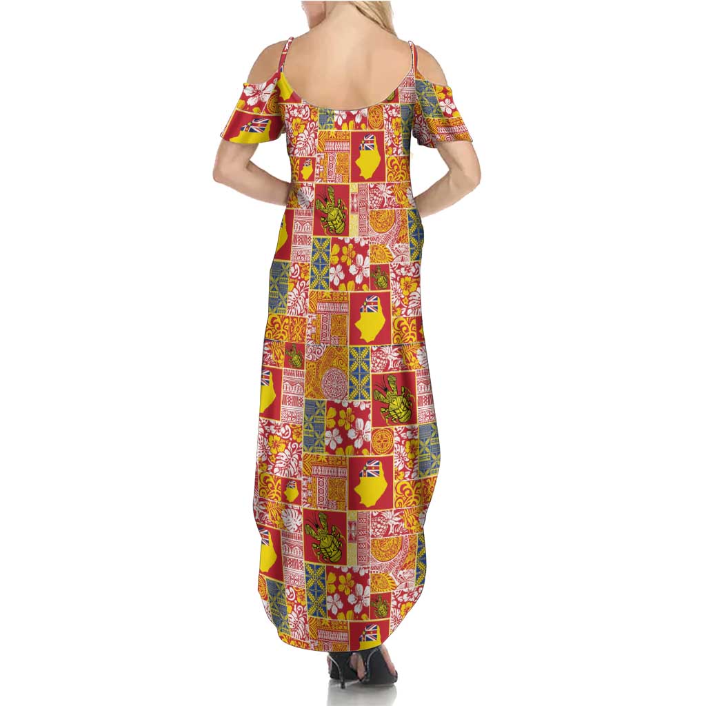 Niue Monuina e Kilisimasi Summer Maxi Dress Pacific Patchwork Xmas Vibes LT9 - Polynesian Pride