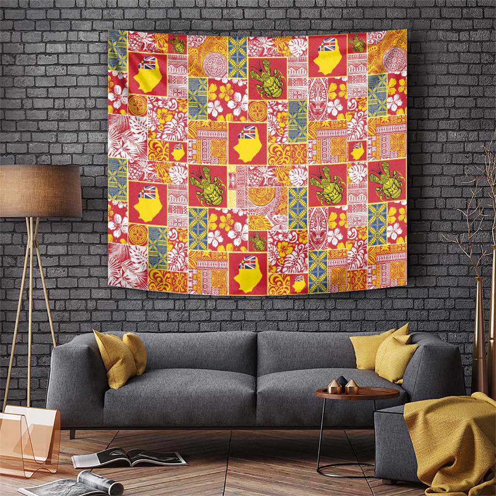 Niue Monuina e Kilisimasi Tapestry Pacific Patchwork Xmas Vibes LT9 Yellow - Polynesian Pride
