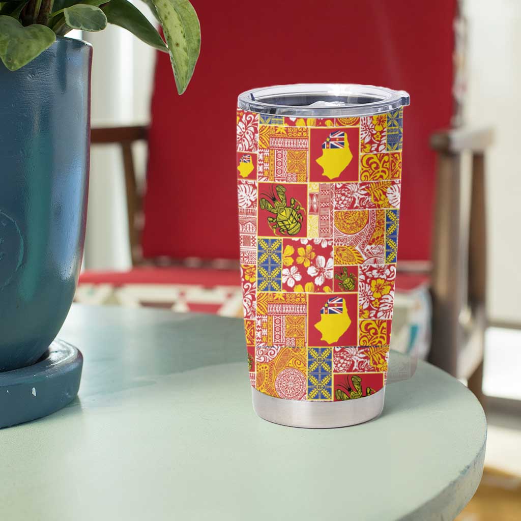 Niue Monuina e Kilisimasi Tumbler Cup Pacific Patchwork Xmas Vibes LT9 - Polynesian Pride