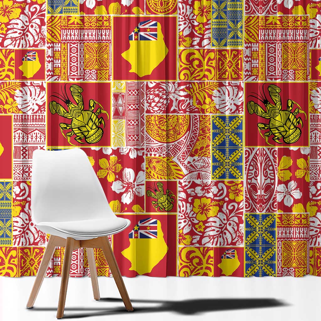 Niue Monuina e Kilisimasi Window Curtain Pacific Patchwork Xmas Vibes LT9 - Polynesian Pride