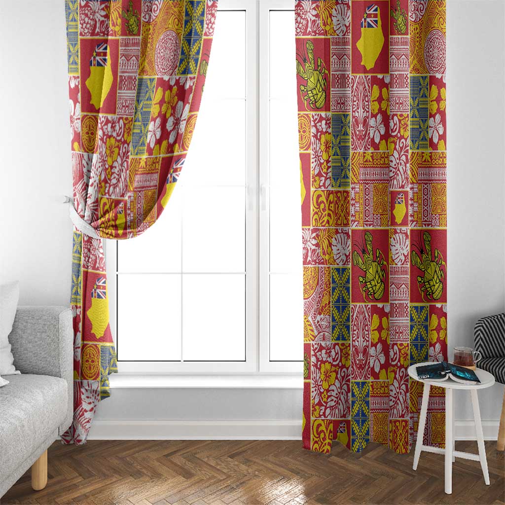 Niue Monuina e Kilisimasi Window Curtain Pacific Patchwork Xmas Vibes LT9 - Polynesian Pride