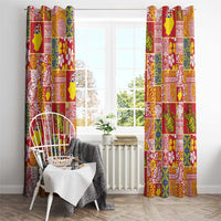 Niue Monuina e Kilisimasi Window Curtain Pacific Patchwork Xmas Vibes LT9 - Polynesian Pride