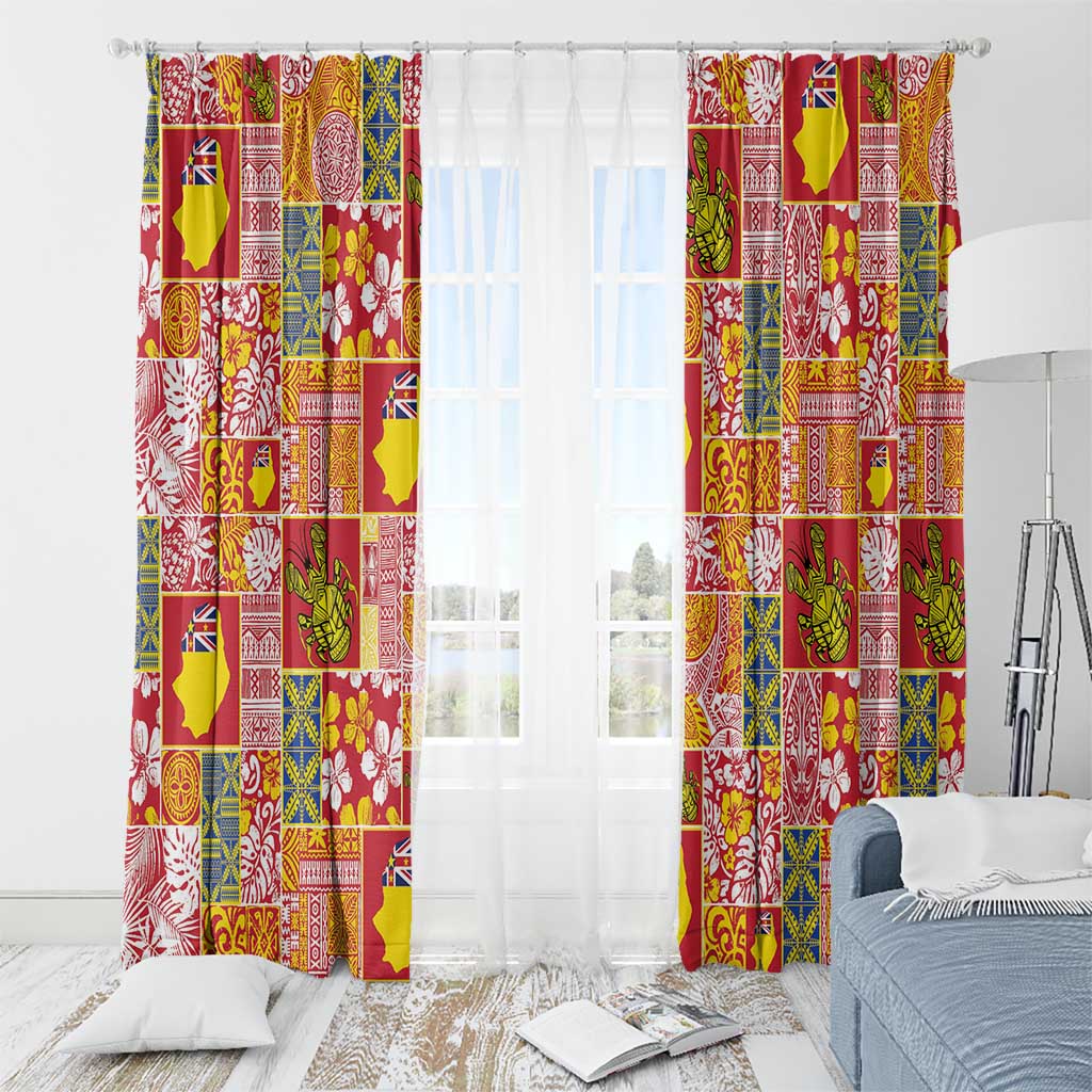 Niue Monuina e Kilisimasi Window Curtain Pacific Patchwork Xmas Vibes LT9 - Polynesian Pride