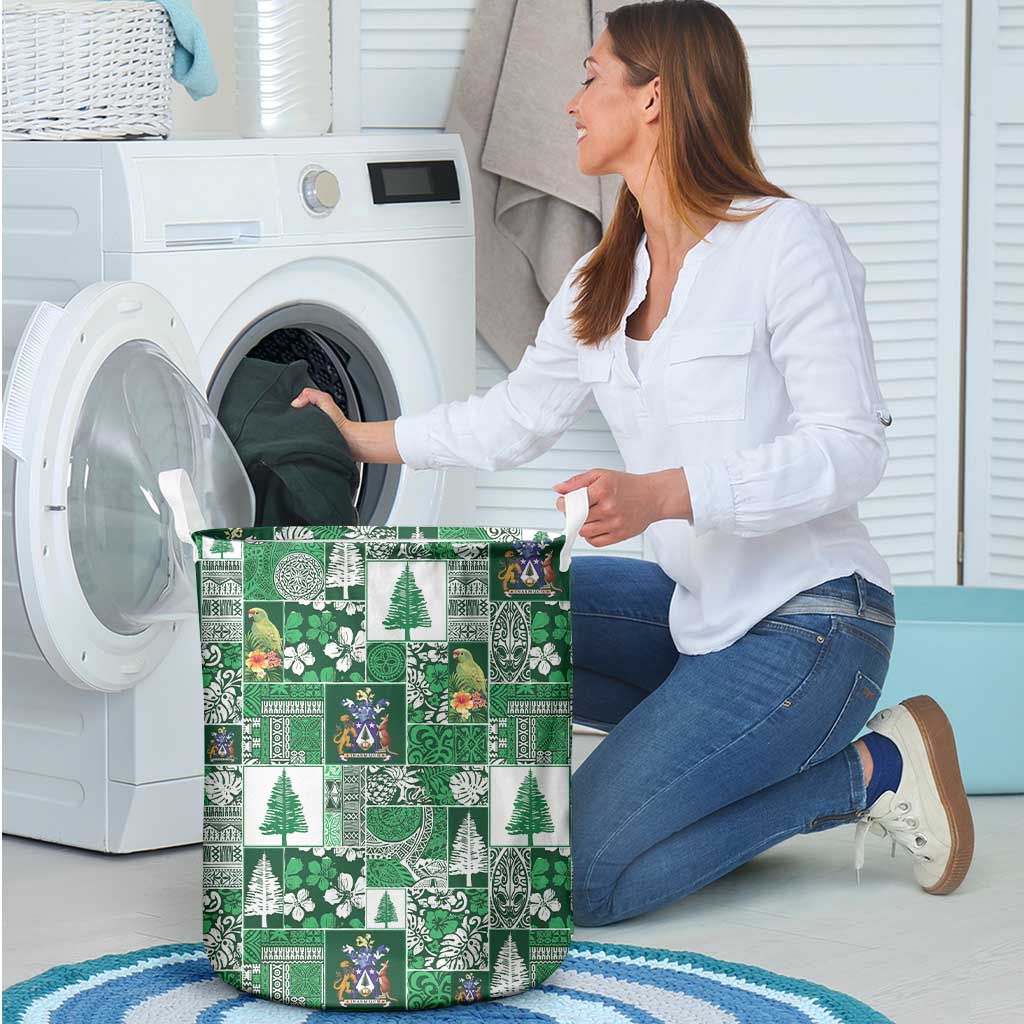 Norfolk Island Meri Krismas Laundry Basket Pacific Patchwork Xmas Vibes LT9 - Polynesian Pride