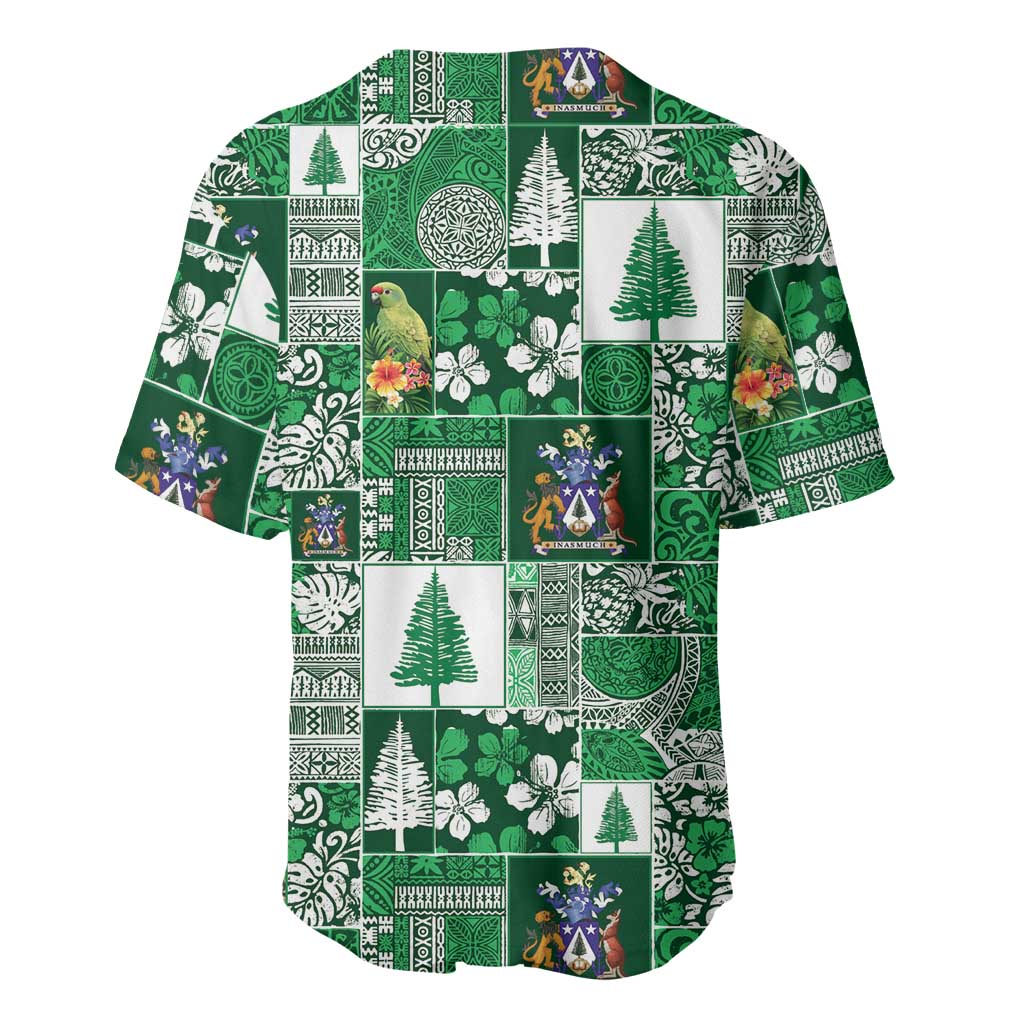 Norfolk Island Meri Krismas Baseball Jersey Pacific Patchwork Xmas Vibes LT9 - Polynesian Pride