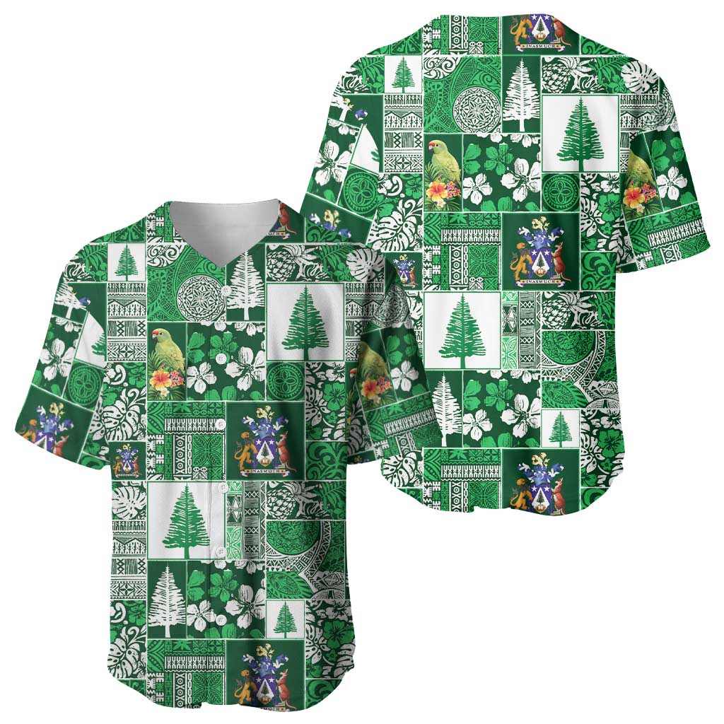 Norfolk Island Meri Krismas Baseball Jersey Pacific Patchwork Xmas Vibes LT9 - Polynesian Pride