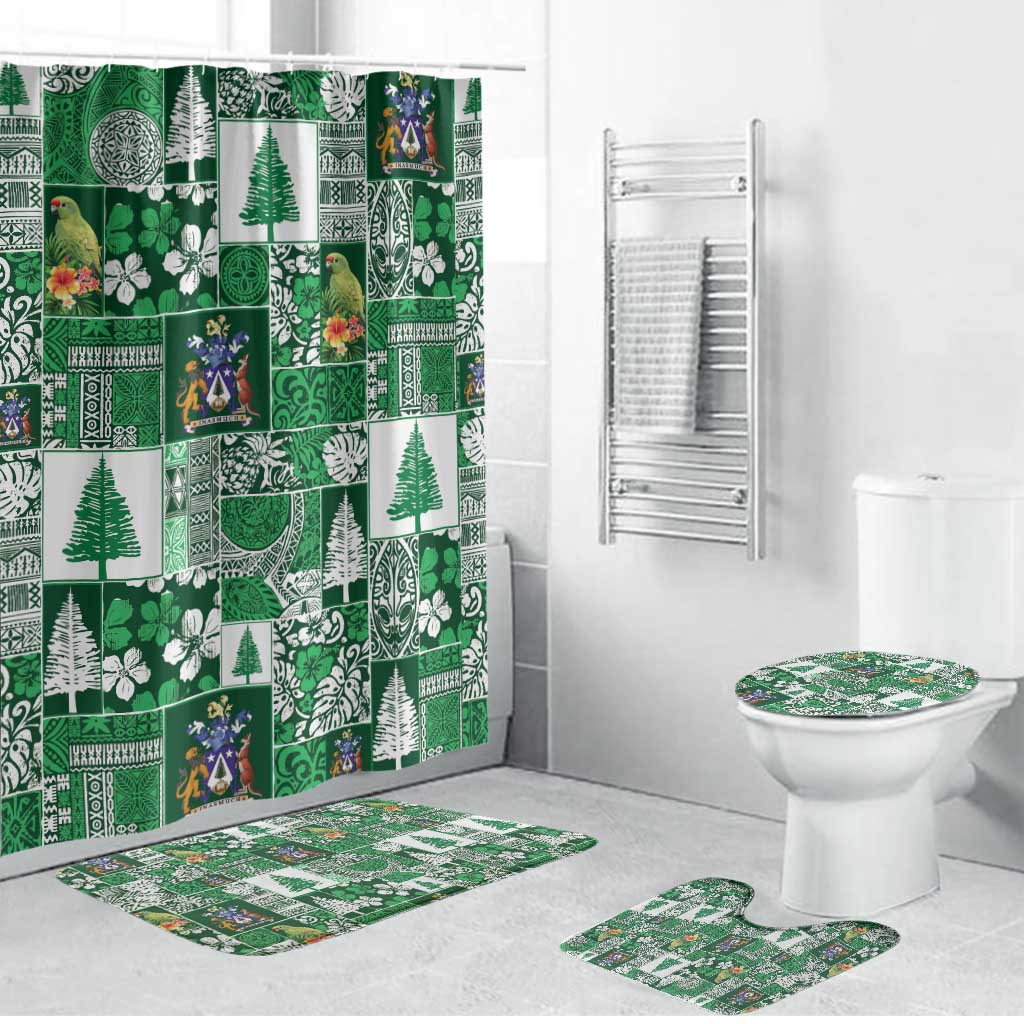 Norfolk Island Meri Krismas Bathroom Set Pacific Patchwork Xmas Vibes LT9 Bathroom Set (4 pcs) Green - Polynesian Pride