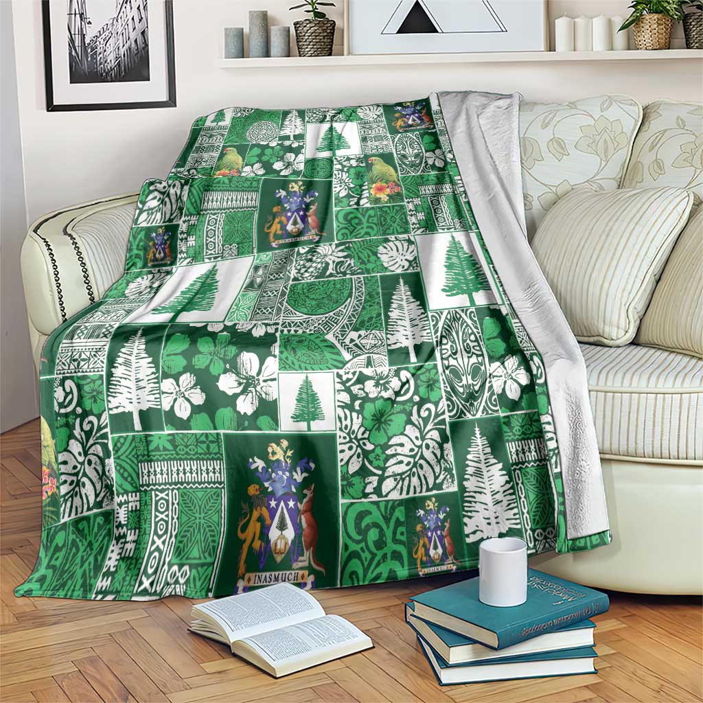 Norfolk Island Meri Krismas Blanket Pacific Patchwork Xmas Vibes LT9 Green - Polynesian Pride