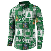 Norfolk Island Meri Krismas Button Sweatshirt Pacific Patchwork Xmas Vibes LT9 - Polynesian Pride